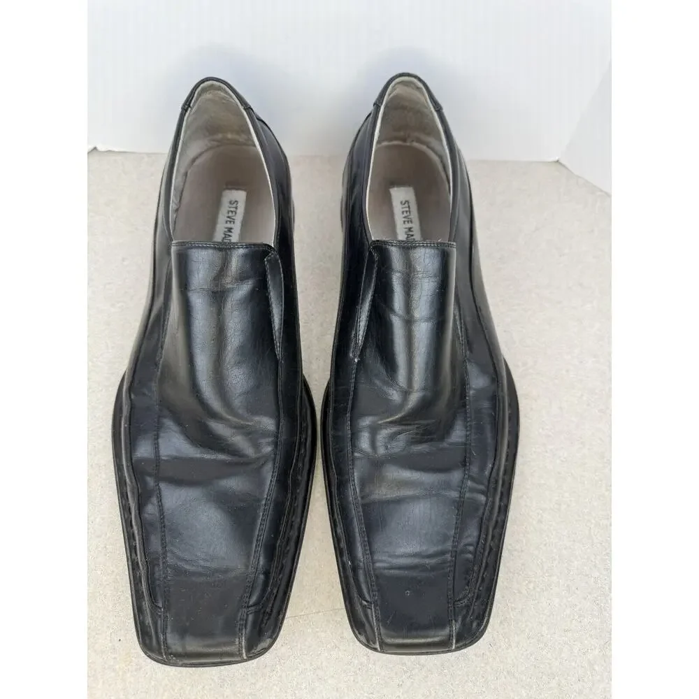 Men’s Steve Madden Black Leather Loafer Dress Shoes Size 10.5 M Slip‎ On